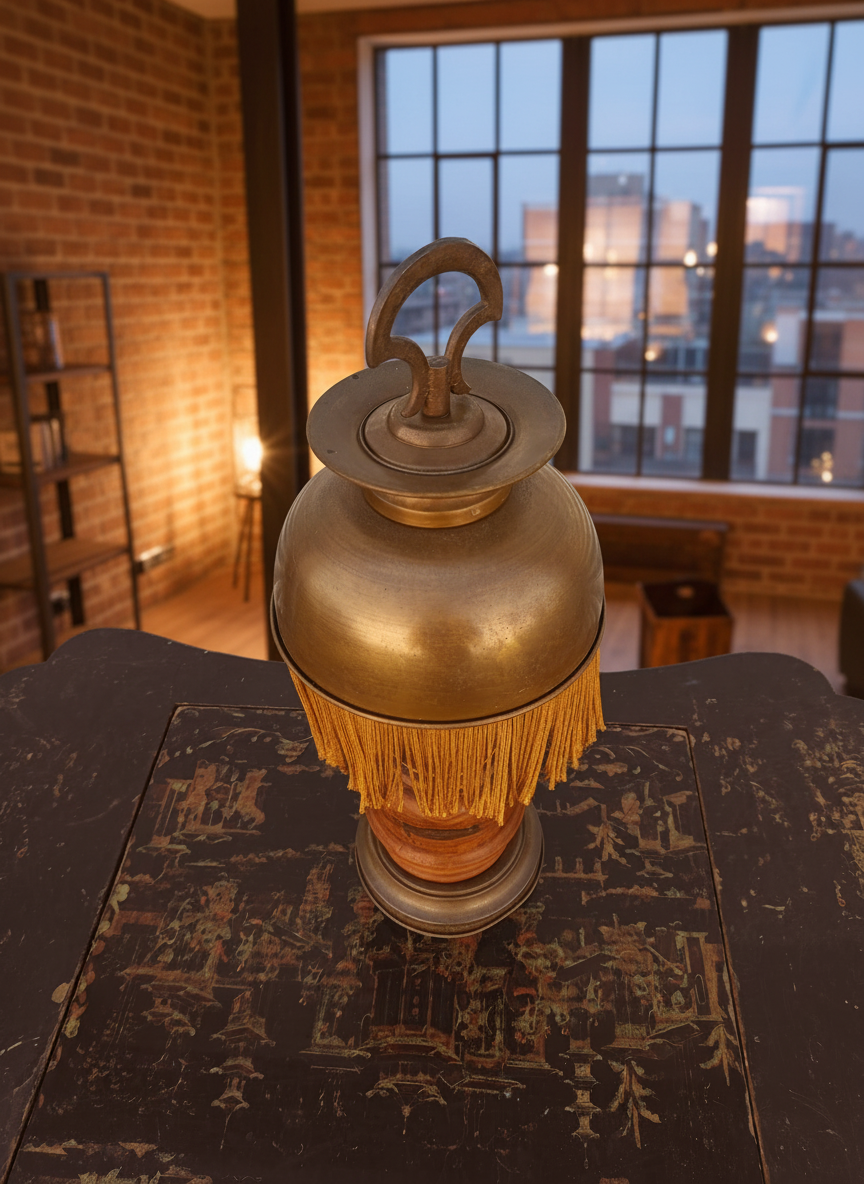 Lampe vintage élégante – bois & laiton – esprit chic intemporel