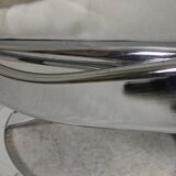 Leolux armchair, swivel chair with white leather upholstery, 1960s