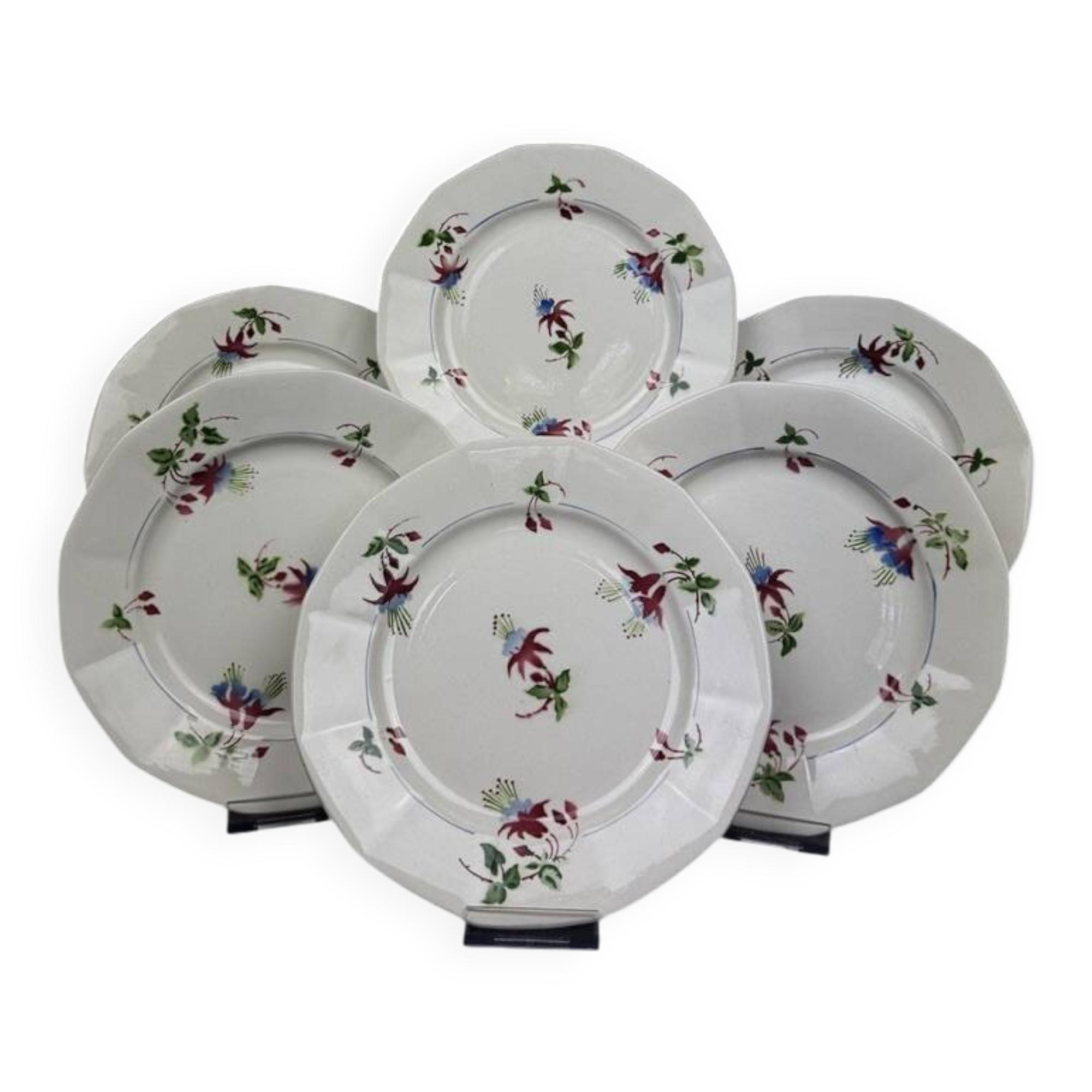 Set of 6 Sarreguemines dinner plates, Bermudes model – circa 1950