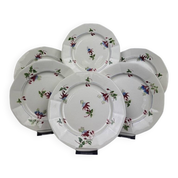 Set of 6 Sarreguemines dinner plates, Bermudes model – circa 1950
