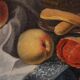 Grande peinture italienne du XVIIe siècle, nature morte antique avec des fruits.