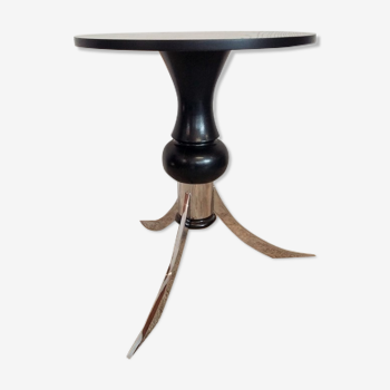 Chrome and black pedestal table