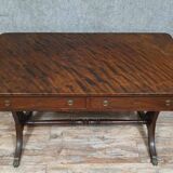 Superb english flat center desk napoleon iii style in mahogany circa 1880