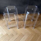Set of 2 transparent plexi bar stools 65cm