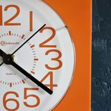 Vintage clock square silent wall clock "Bauknecht orange white"