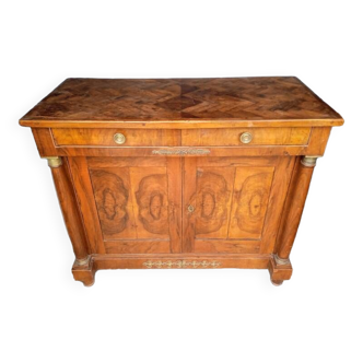 Buffet Empire period bronze marquetry walnut and fruit tree