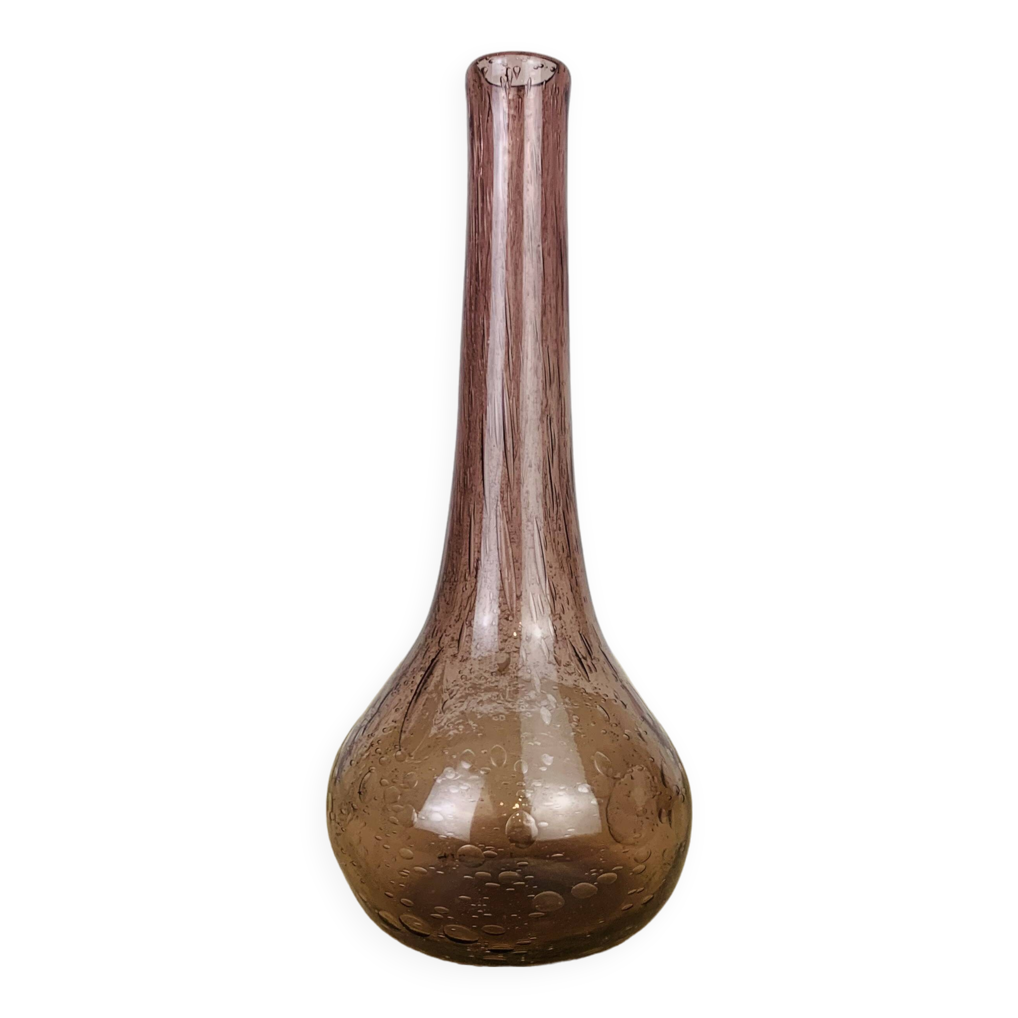 Biot purple bubbled glass soliflore vase