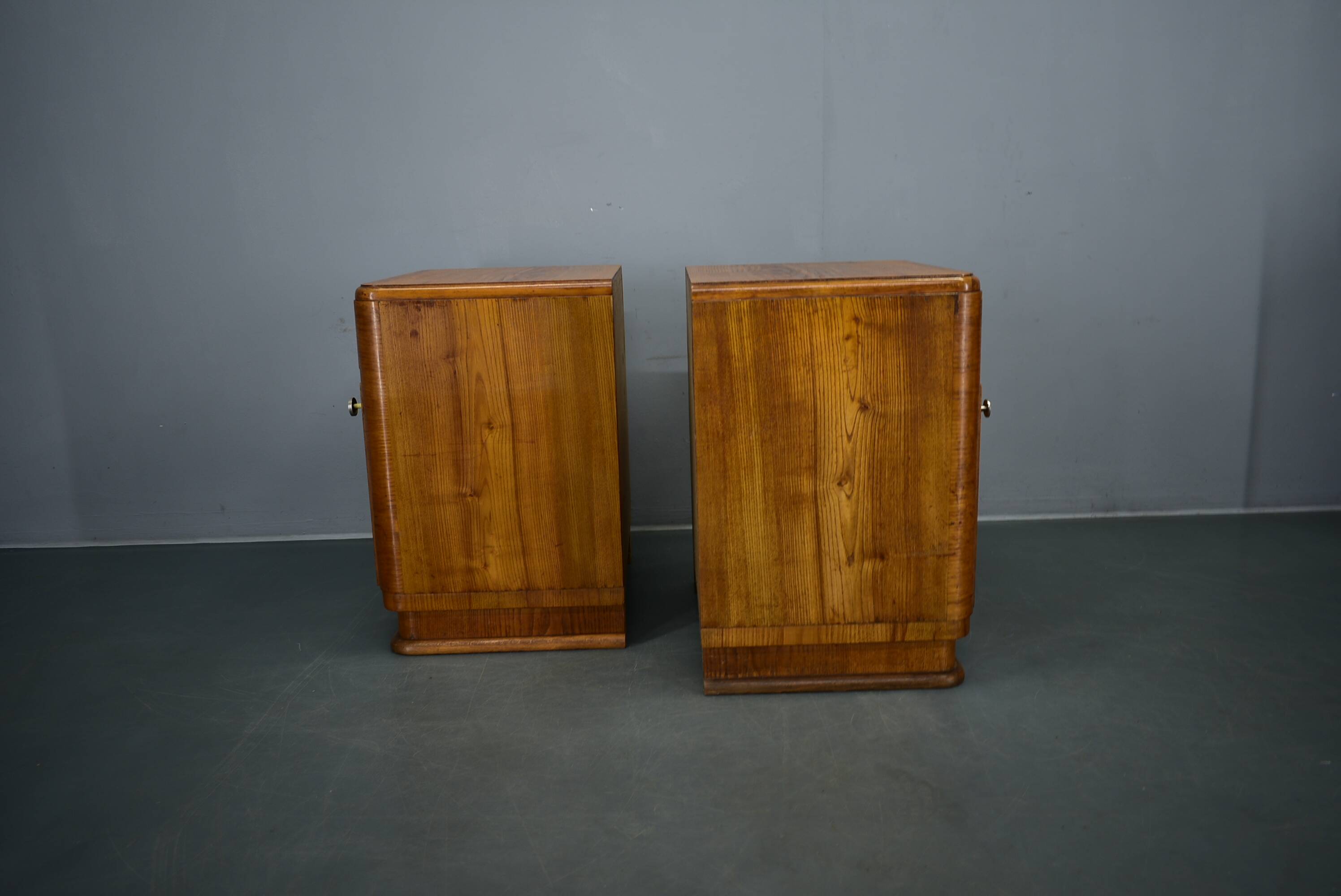 1940s pair of Art Deco bedside tables, Czechoslovakia