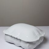 Vintage Limoges porcelain bonbonnière in white with rococo decoration.