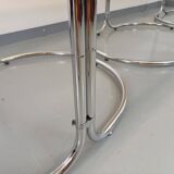 Large vintage modular oval dining table in smoked glass and chromed metal, Space Age style, 70s
