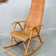 Mid-century bamboo and brass rocking chair and side table from fm, 1950s, set of 2.