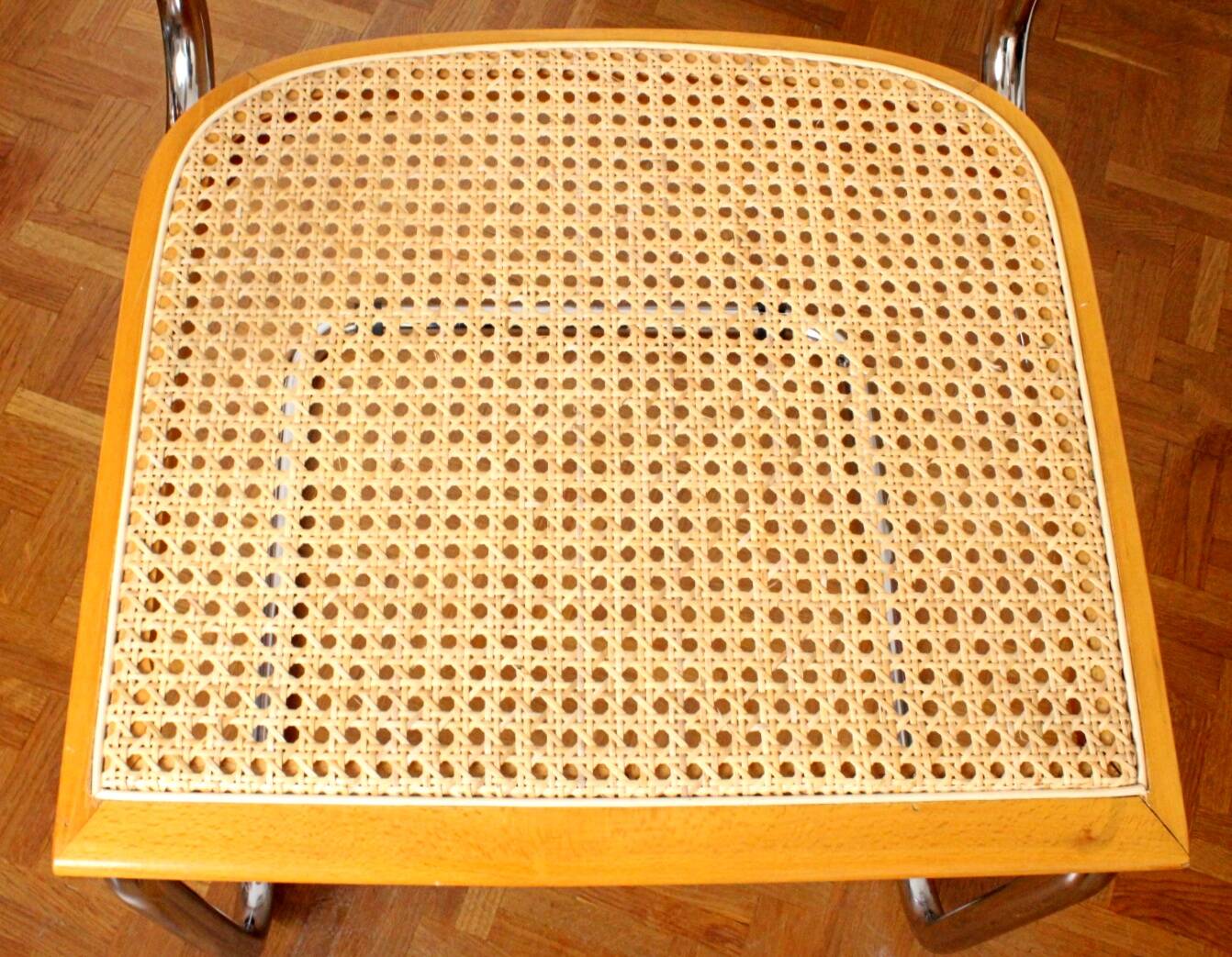 Fauteuil B64 en bois et cannage d'après Marcel Breuer