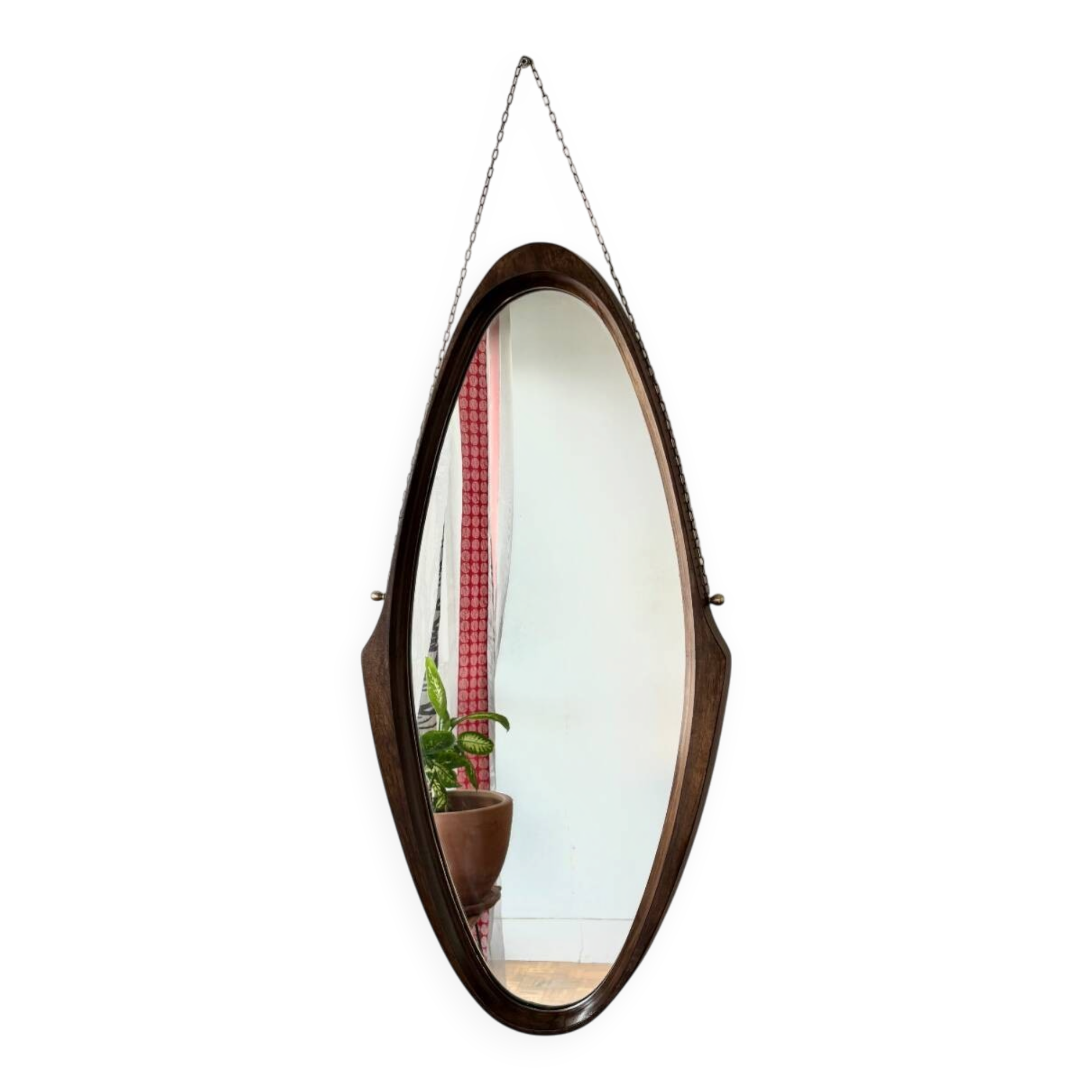 Italian solid teak mirror, 1960