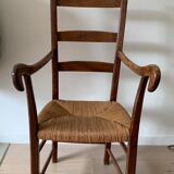 Fauteuil bois et paille ancienne