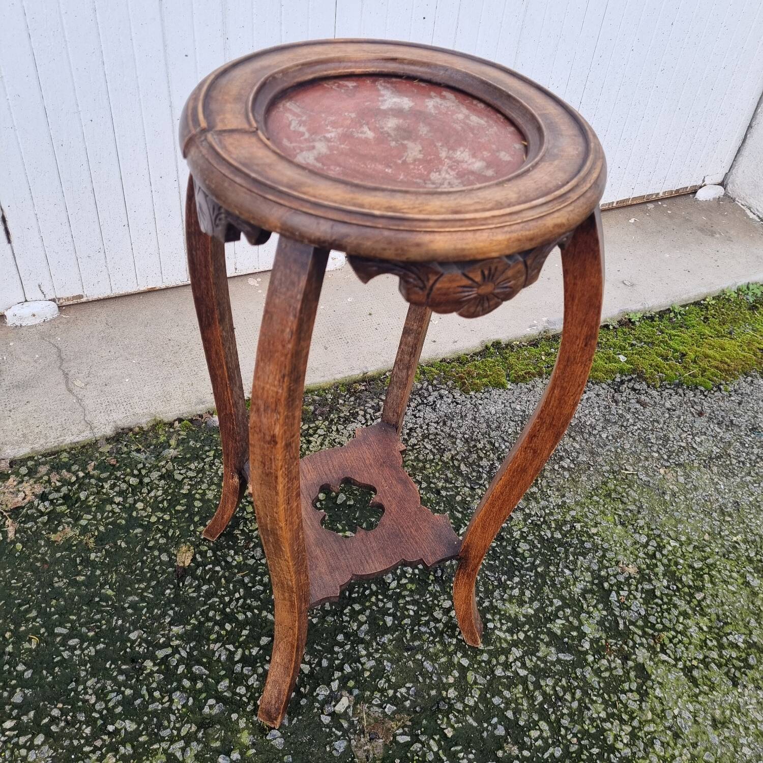 Marble wood pedestal table from the early 20th century
