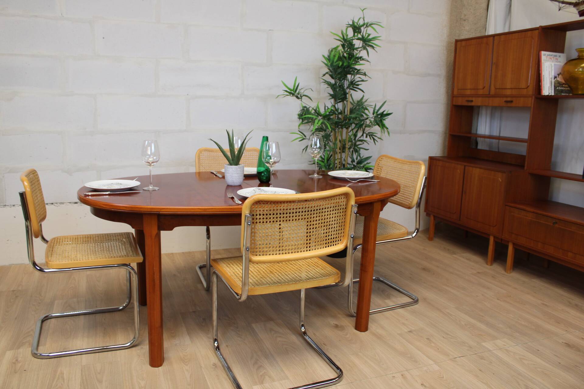 Vintage oval table in XXL cherry wood 1960s Sweden