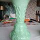 Lot de 2 vases en verre opalin vert clair SAINT LOUIS