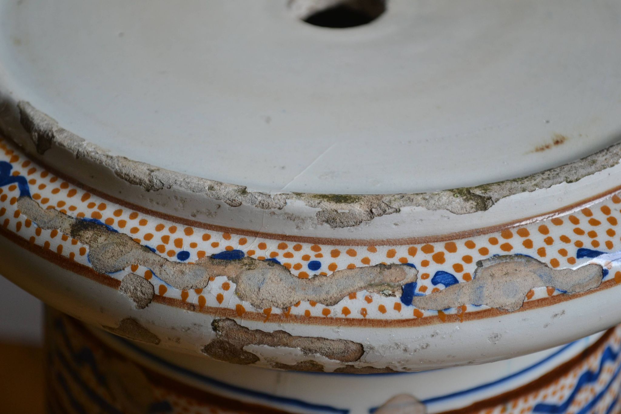 Qajar Persian Ceramic Ottoman Stool 19th Century