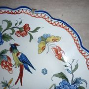 Assiette décorative oiseau et cornes d’abondance en céramique
