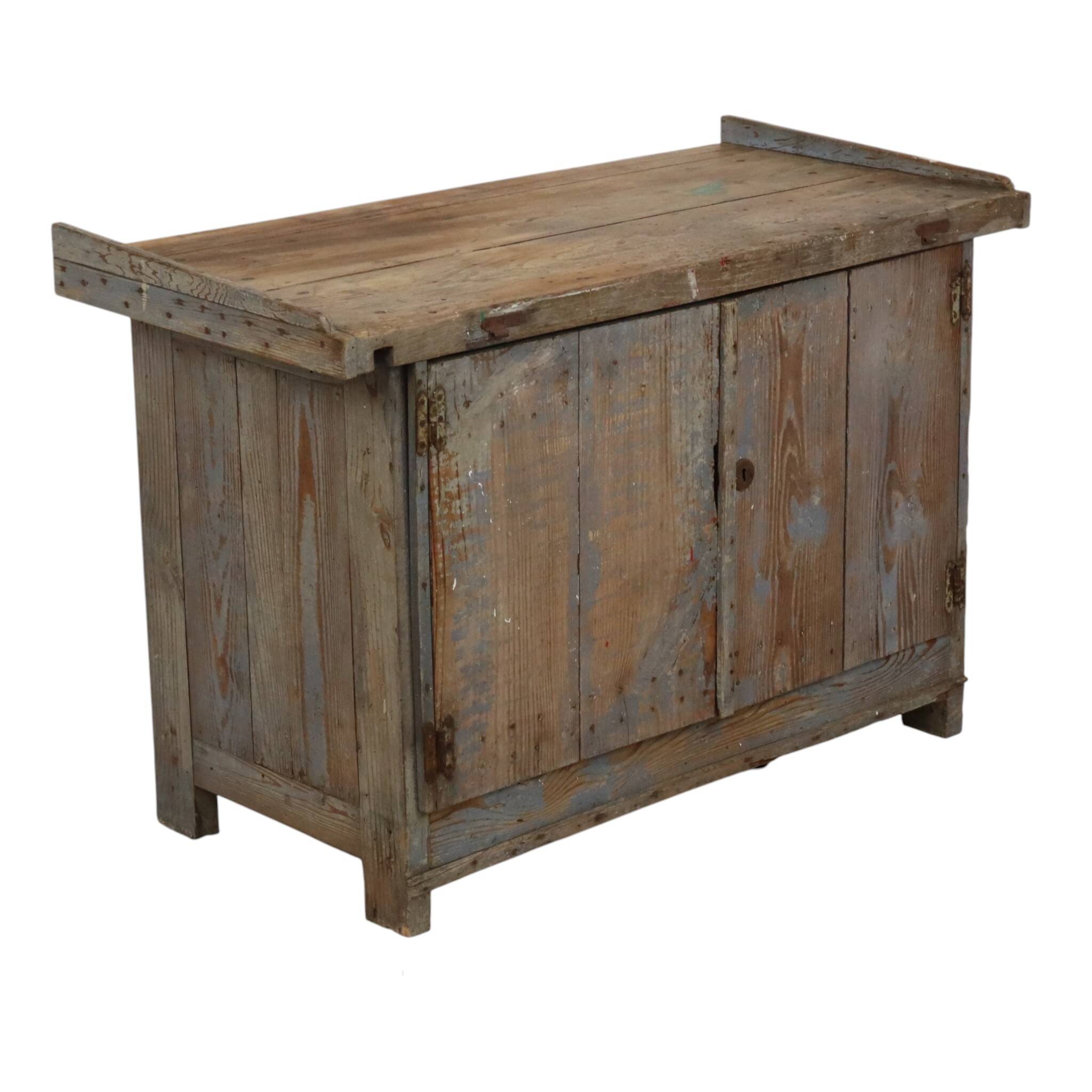 Characterful Old Blue Workbench Sideboard Unique 124cm