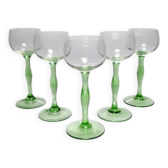 5 verres à vin Art Nouveau faits main - Peter Behrens Style 1900