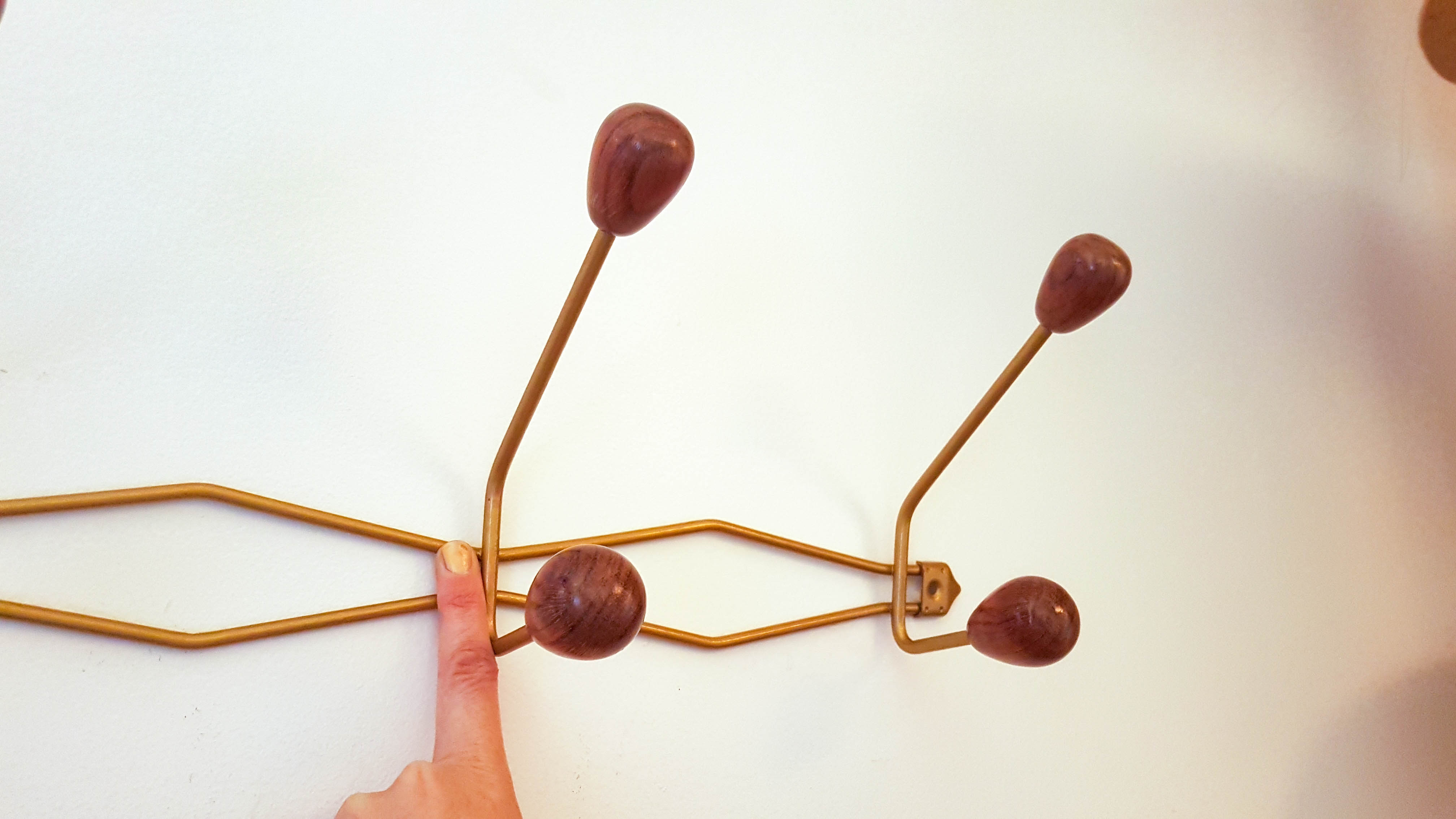 Vintage metal and wood coat rack year 50