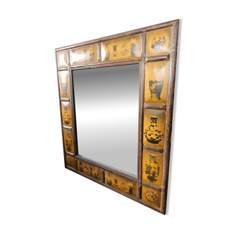 Chinese-inspired wooden mirror