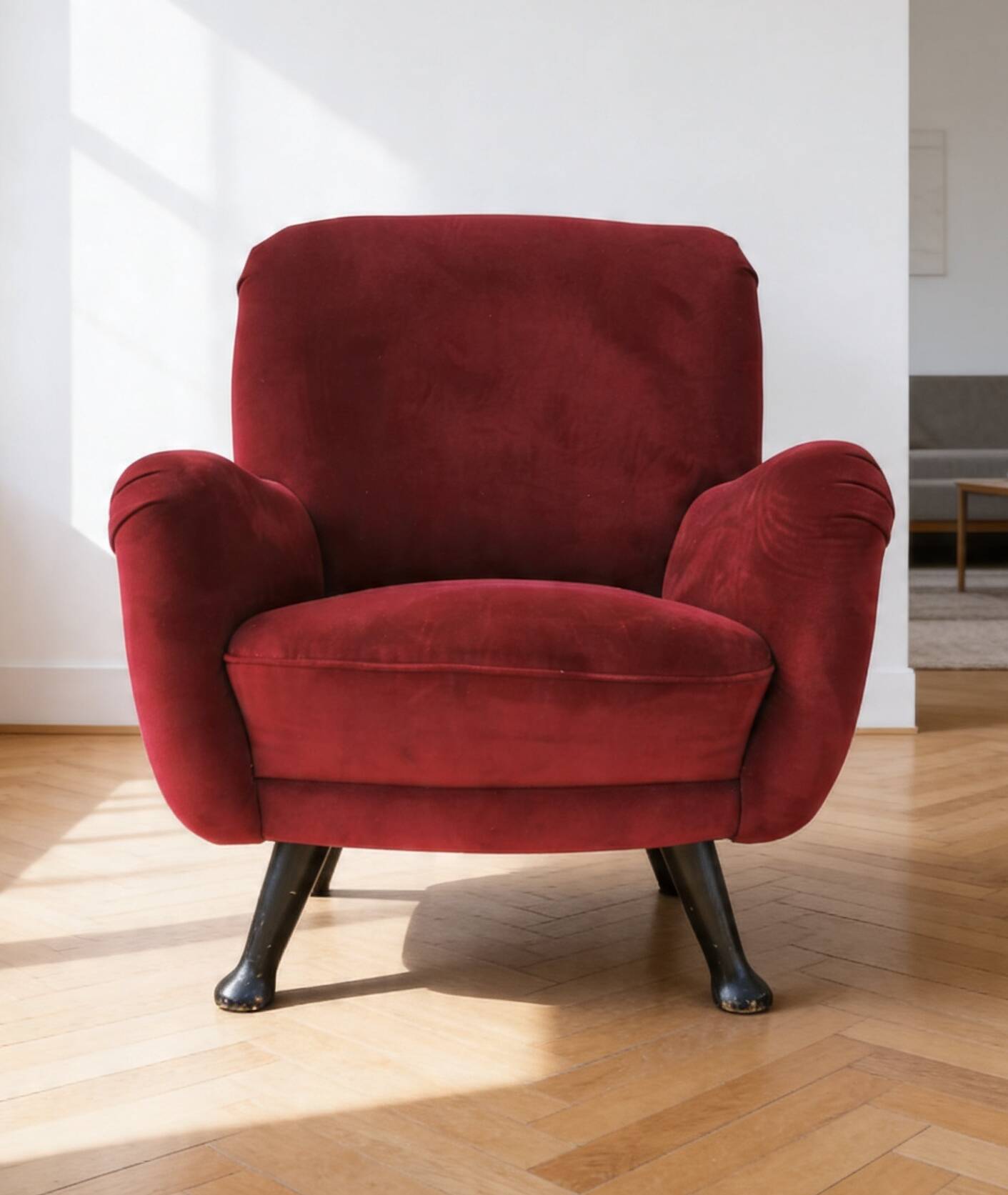 Velvet designer armchair