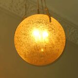 Doria Leuchten frosted glass and brass pendant light, 1970s