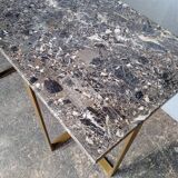 Designer console in gold metal and marble ep 1970