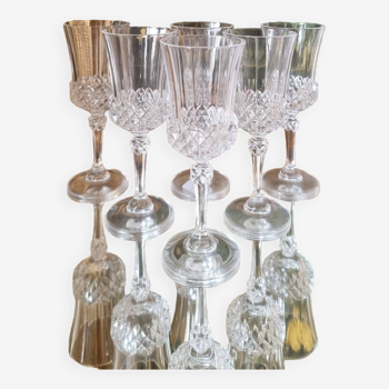 6 verres à pied en cristal d'Arques, modèle Valencay