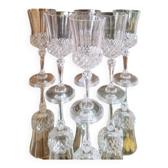 6 stemmed glasses, Cristal d'Arques, Valencay model