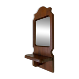 Rectangular wooden mirror with shelf, 1950s