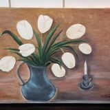 Still life white tulips
