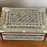 Mother-of-pearl and wood jewelry box