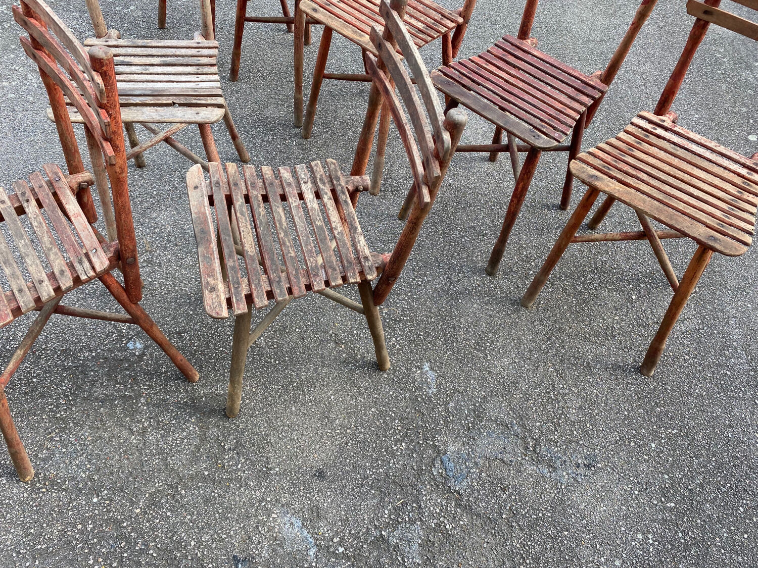 Set of 8 guinguette chairs 1920