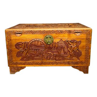Chinese carved camphor chest