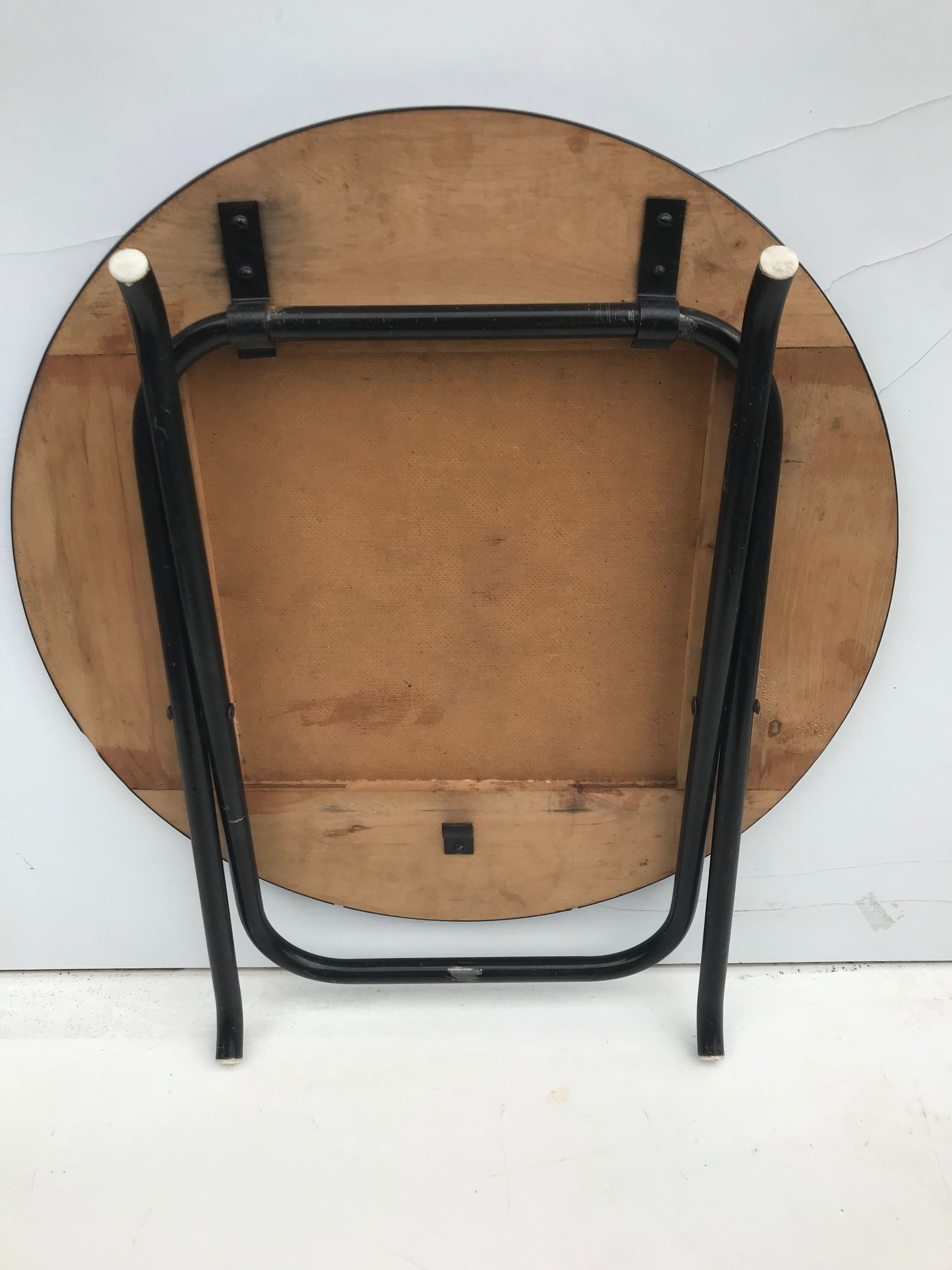 Old  foldable metal coffee table in black and red vintage formica