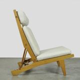 Rare set of 4 deckchairs AP71 including footstool by Hans Wegner for AP Stolen, Denmark 1968