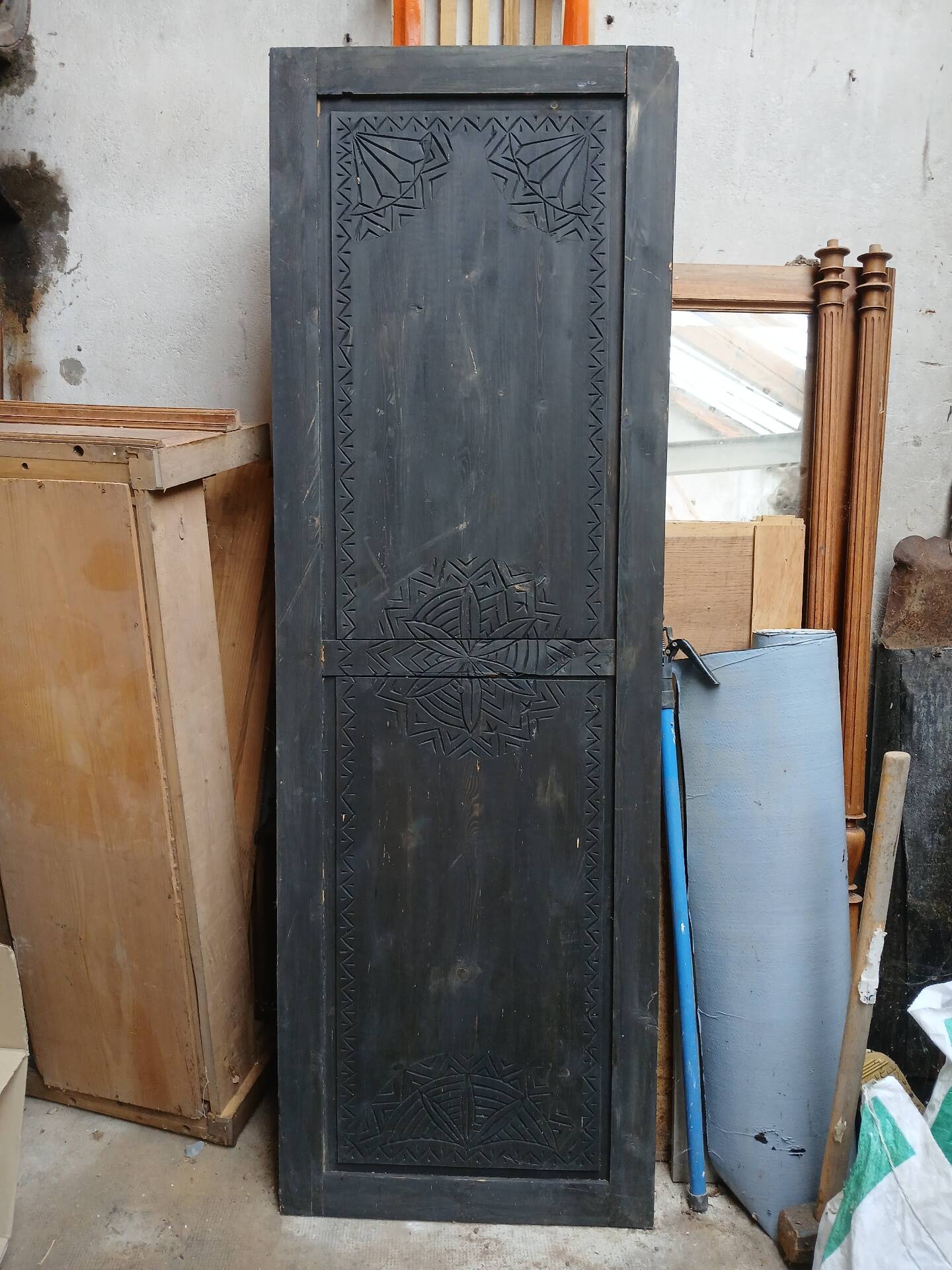 3 doors/old carved wooden panels