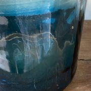 Large blue glass Dame Jeanne vase H45cm