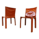 Red leather dining chairs Italy, 1970s - set of 8