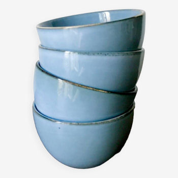 Set of 4 blue ceramic bowls