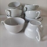 12 White Porcelain Cups