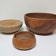 Three bowls solid wood turned patinated vintage