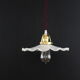 White wavy opaline hanging lamp, antique glass