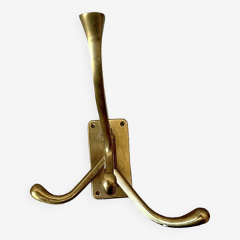 Art Deco Brass Coat Rack with 4 Hooks