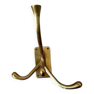 Art Deco Brass Coat Rack with 4 Hooks