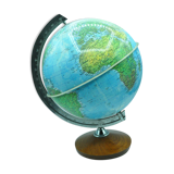 Globe earth world map bright wood wood chromed design vintage design