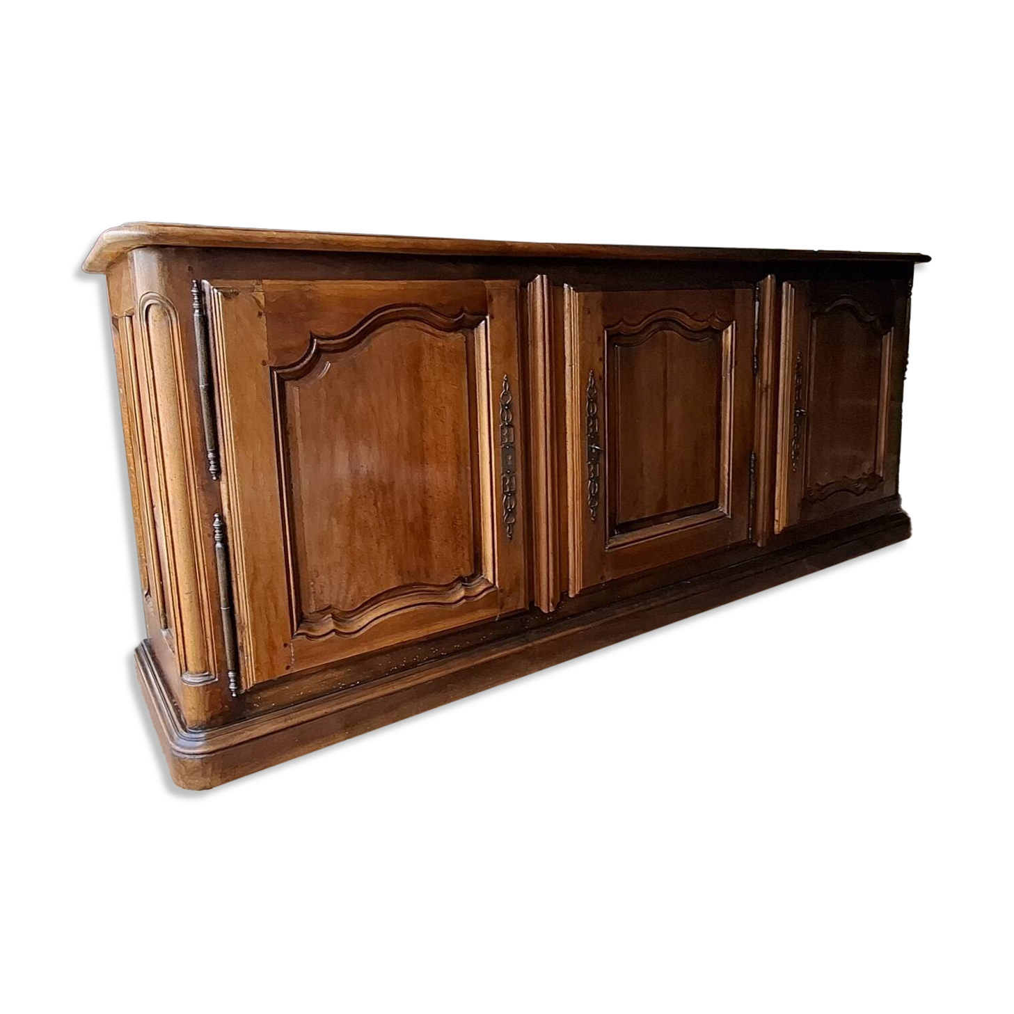 Louis XV 3-door walnut sideboard on plinths